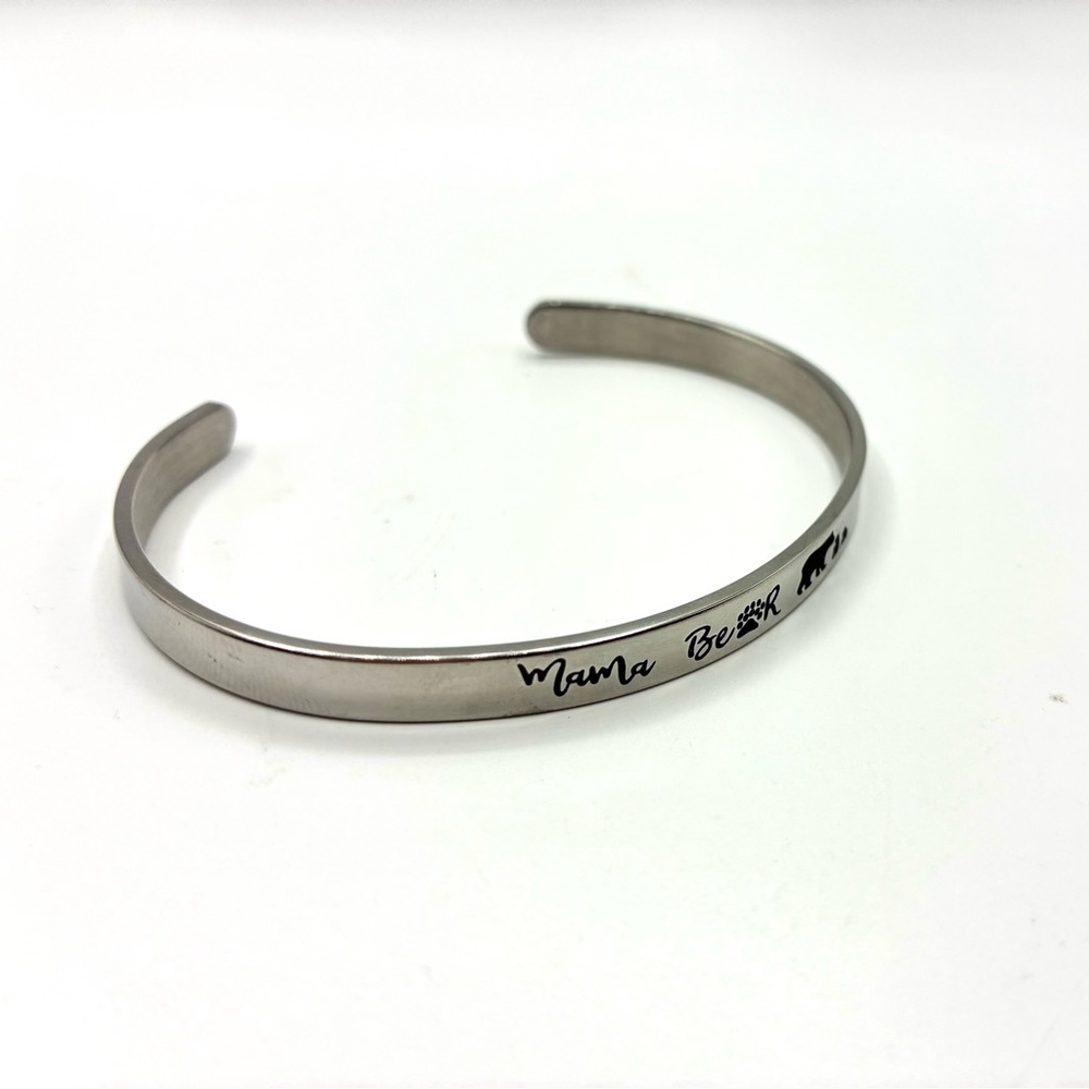 Silver 'Mama Bear' Bangle Bracelet